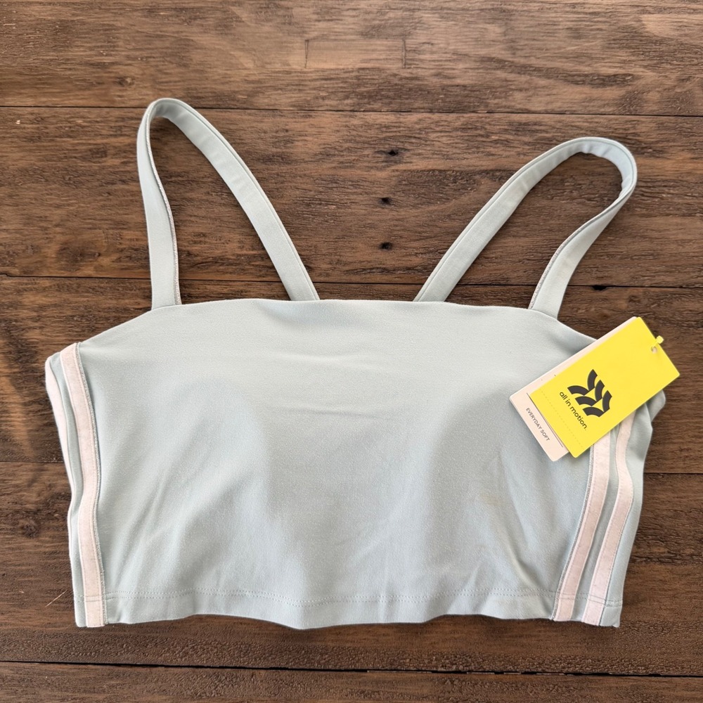 NWT All in Motion Everyday Soft Longline Sports Bra Light Aqua Blue Womens Small